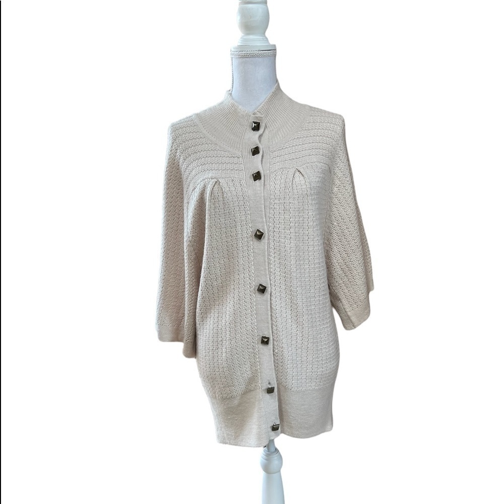 EVEN - WOMENS CREME COLORED 1/2 SLEEVES SOFT SWEATER SIZE LARGE